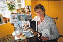 Sandra, mother hen, with her books!